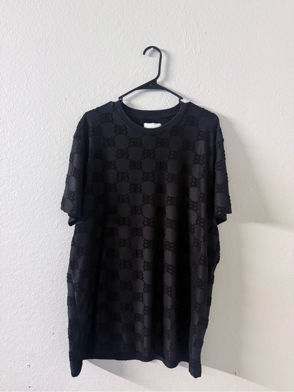 Burberry Black Short Sleeve Patterned Crewneck Tee
